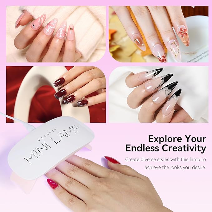 Makartt UV LED Nail Lamp: UV Light for Gel Nails, 6W Mini USB Portable Lamp Fast Drying Gel Polish Curing Light 60S Timer Dryer Manicure Salon Home DIY
