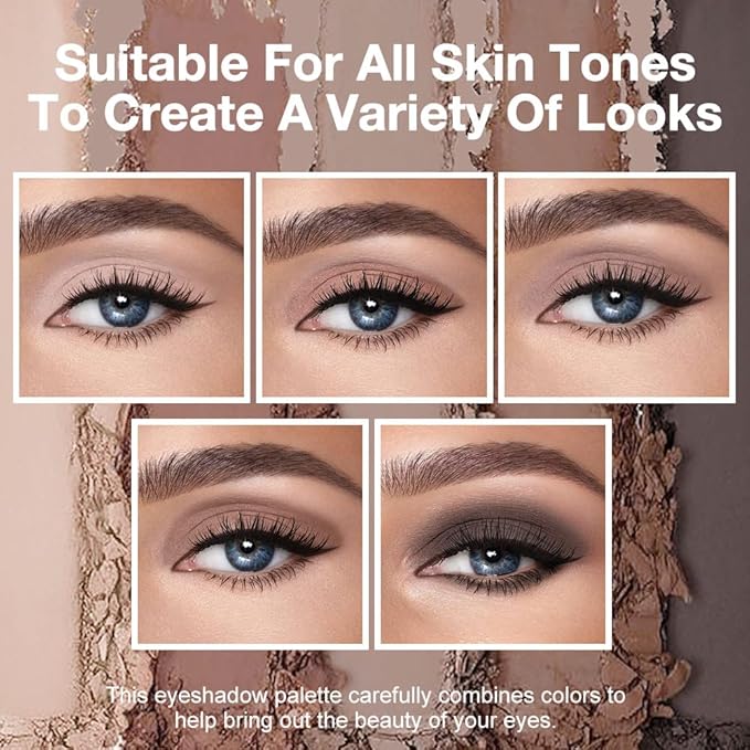 5 Color Eye Shadow Palette Makeup, Nude Coffee Brown Dark Brown Black, Velvety Matte Finish, Highly Pigmented Make up Eyeshadow Palette, Long Lasting Waterproof, Neutral Daily Eye Makeup 06#