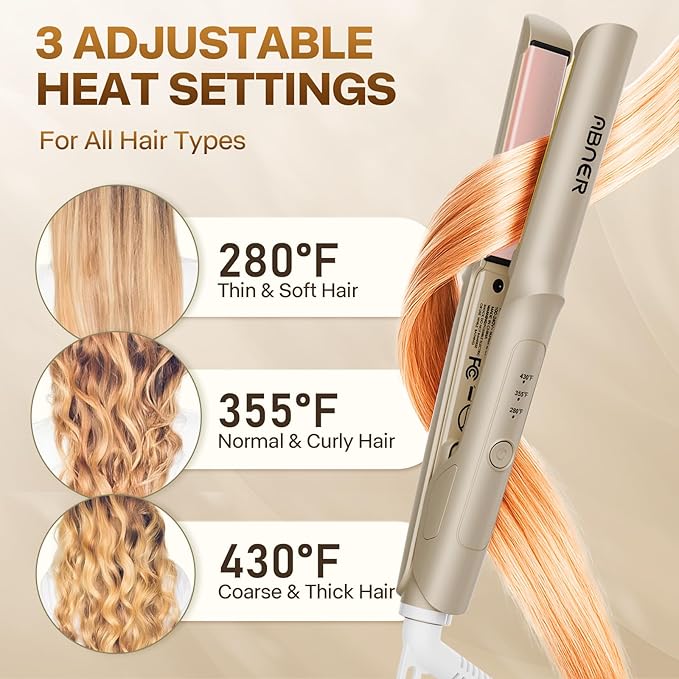 ABNER Mini Flat Iron 0.7 Inch Ceramic Hair Straightener, Small Flat Irons for Short Hair, Curls, Bangs - Adjustable Temperature, Travel-Size, Auto Shut Off, Dual Voltage for Women, Men
