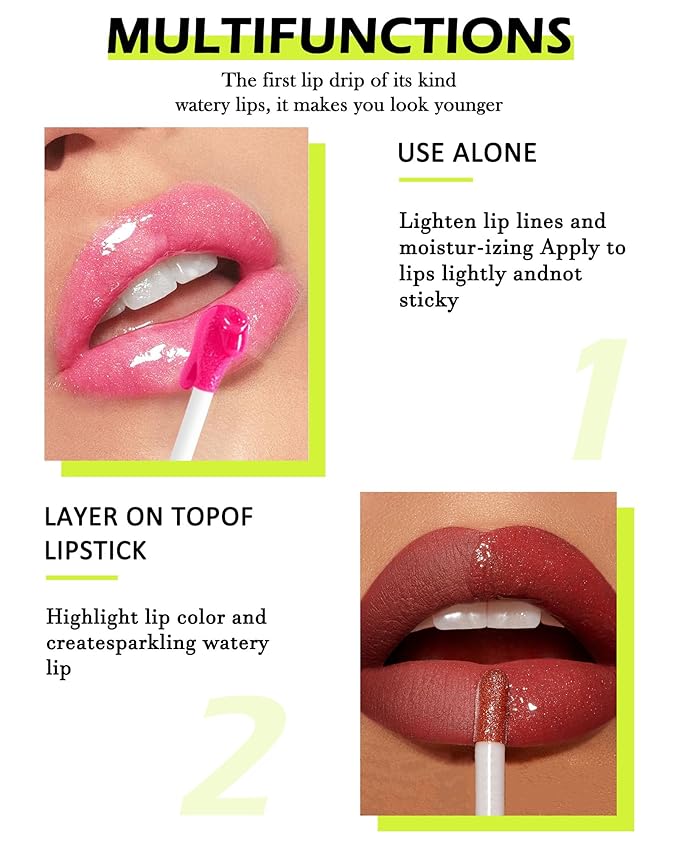 Hydrating Lip Glow Oil Kit-4 Colors Lip Oil Lip Glaze,Tinted Lipgloss Clear Pink Red Glow Reviver Tint Lip Oil Lip Stain, Non-sticky Lipstain Lip Gloss,Christmas Makeup Gift Kit for Women-Set C