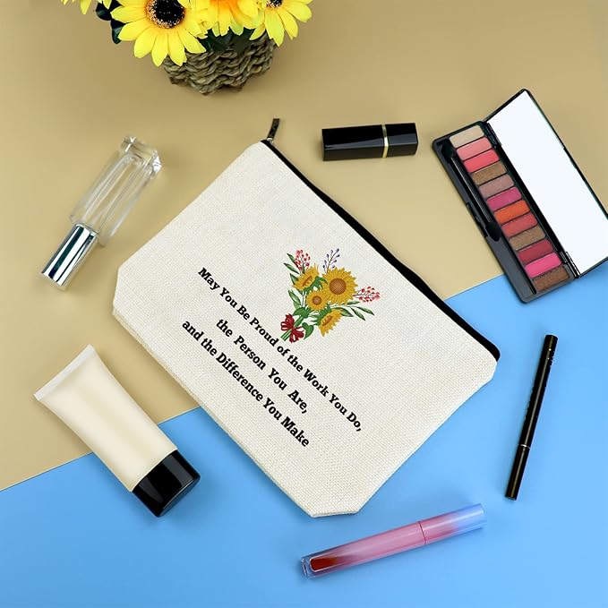 Social Worker Appreciation Gifts Makeup Cosmetic Bag for Women Volunteer Gifts Coworker Employee Leaving Going Away Farewell Gifts Inspirational Gifts for Mom Nurse Teacher Grandma Retirement Gifts
