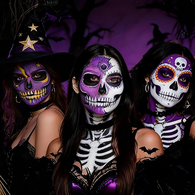 Purple Face Body Paint Stick, Face Paint Makeup Accessories, Full-Coverage Hypoallergenic FacePaint, Halloween SFX Cosplay Costume Party Purple Makeup