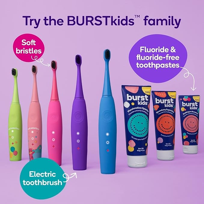 BURST Fluoride Free Strawberry Kids Toothpaste (4oz/2 Pack) | Great Tasting, Dye Free for Baby & Toddler Age 0+ | with Nano Hydroxyapatite