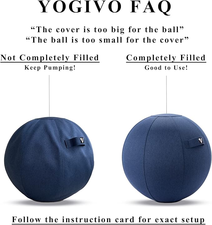 Sitting Ball Chair for Office and Home, Pilates Exercise Yoga Ball with Cover for Balance, Stability and Fitness, Ergonomic Posture Exercise Ball Seat with Handle and Pump