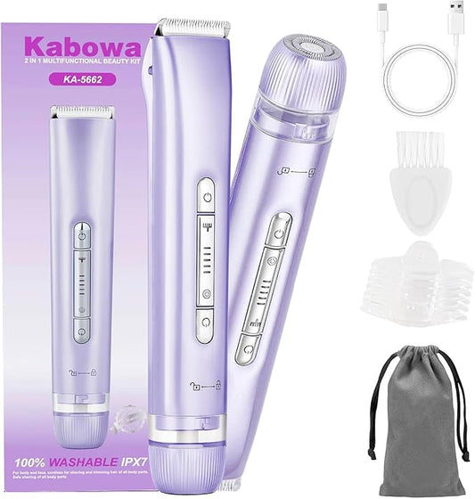 Bikini Trimmer for Women Dual Head Electric Razors IPX7 Waterproof, Electric Shaver for Facial Private Hair, Anniversary Birthday Christmas Gifts for Women self Care, Stocking Stuffers for Teen Girls