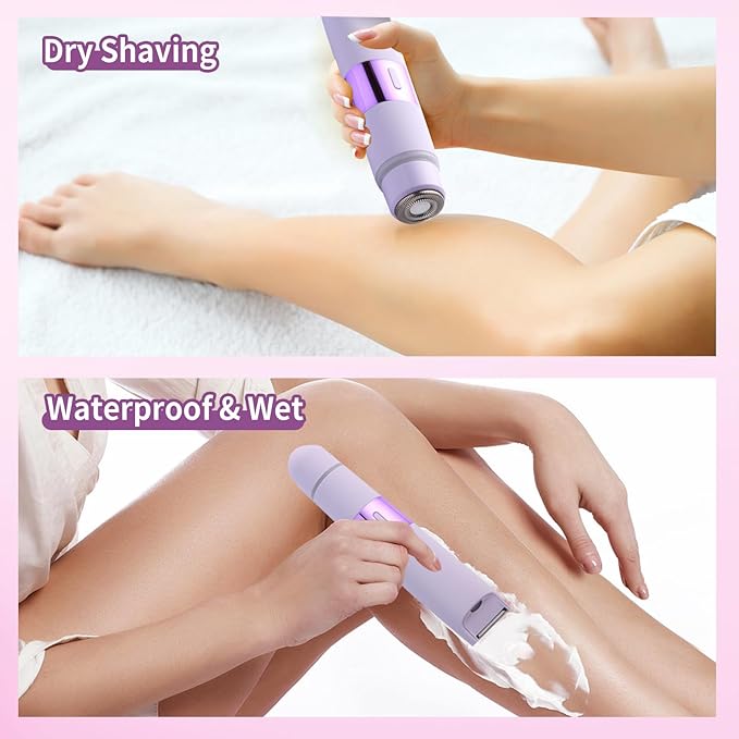Bikini Trimmer for Women, 2-in-1 Electric Razor for Womens, Rechargeable Electric Shaver for Legs Arms Pubic Body Hair Trimmer