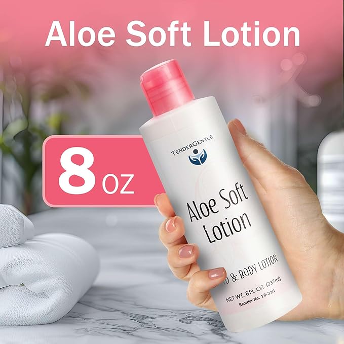 TenderGentle Aloe Lotion for Hands and Body - 2 Bottles with 8 oz of Aloe Vera Lotion for Dry Skin - Good for Sensitive Skin and Extra and Severely Dry Skin - Aloe Vera Moisturizer