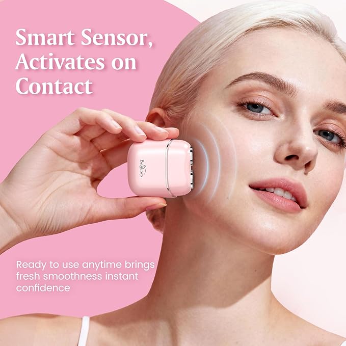 Brightup Facial Hair Remover for Women - Painless Electric Face Shaver for Peach Fuzz on Lip & Chin, USB-C Rechargeable & Waterproof, Mini Size Portable for Smooth Skin On-The-Go (Pink) (Pink)