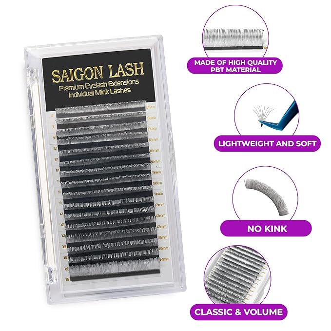 Eyelash Extensions, Mink Lash, Volume & Classic Lashes for Professionals, J/B/C/CC/D/L/M Curl, 4-15mm Length, Soft Korean PBT Fiber, 16 Rows Lash Tray (New Sliver-CC-0.07-8-15mm)