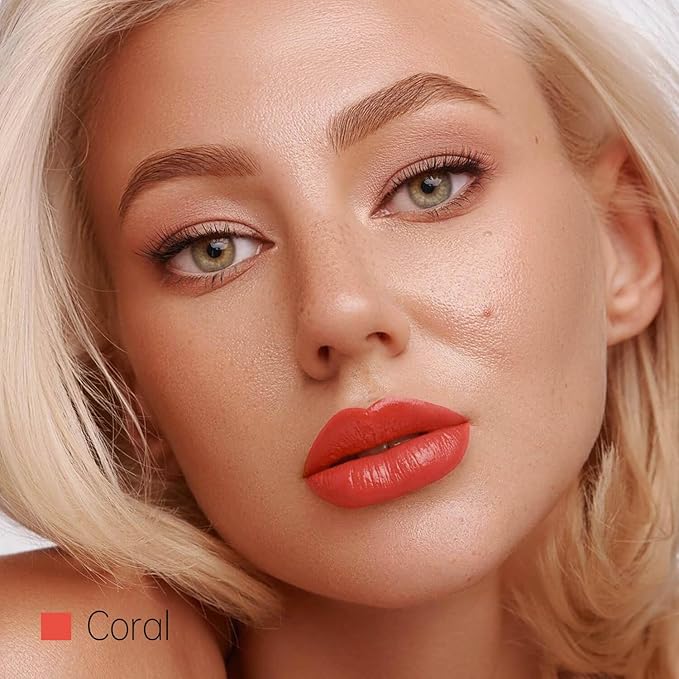 ilembane Coral Red Moisture Lipstick – Hydrating Lip Balm for Dry, Cracked Lips, Weightless Creamy Lip Color with Vitamin E, Hydrasmooth, Glossy Juicy Finish, Long Lasting for Women (Coral)
