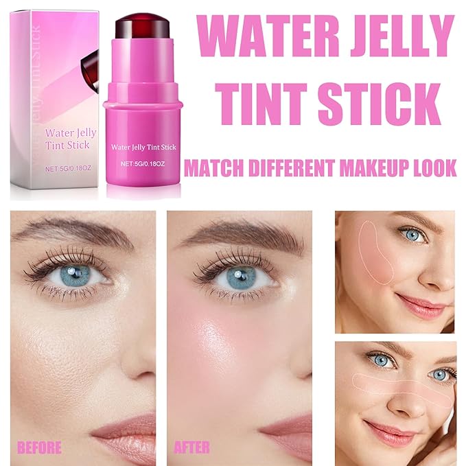 Milk Cooling Water Jelly Tint, Jelly Blush Stick Makeup Jelly Tint, Milk Jelly Blush, Cruelty Free, Blush Stick for Cheeks and Lips