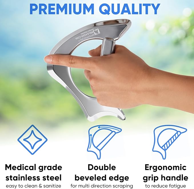 Professional Muscle Scraper - Patented IASTM Massage Tool for Physical Therapy, GuaSha Tool for Body Myofascial Release - Medical Grade 304 Stainless Steel