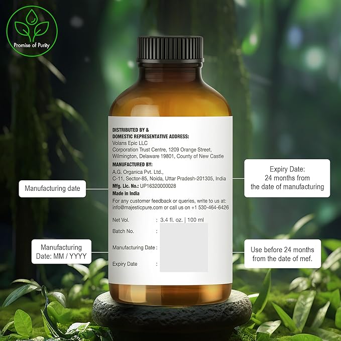 Majestic Pure Essential Oil with Glass Dropper - 100% Pure and Natural - Essential Oils for Diffuser, Aromatherapy, Soap and Candle Making, Tea Tree Essential Oil, Tea Tree Oil, 3.4 Fl Oz