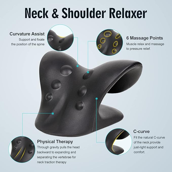 ComfortLife Neck Stretcher for Pain Relief, Neck and Shoulder Relaxer Cervical Traction Device Pillow for Muscle Relax and TMJ Pain Relief(Black)