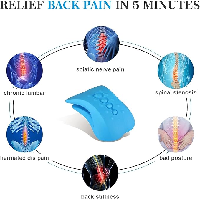 Z3 Back Stretcher for Back Pain Relief, Lower Back Stretcher Back Stretching Cushion, Lumbar Stretcher Device Helps with Spinal Stenosis Herniated Disc Sciatica Nerve, Blue (Blue)