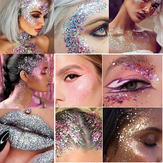 Green Body Glitter Stick, Sparkling Neon Outfit Singer Concert Music Rave Festival Party Accessories Face & Body Glitter Gel Makeup.