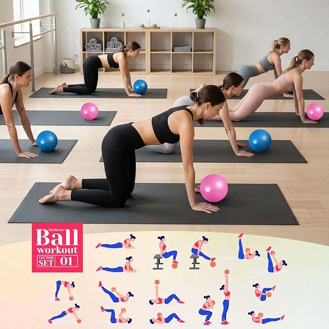 Aoriher 10 Pcs Small Exercise Pilates Ball 9 Inch Mini Yoga Balls Anti Burst and Slip for Stability, Fitness, Physical Therapy, Stretching & Core Strength Workout at Home Gym Office