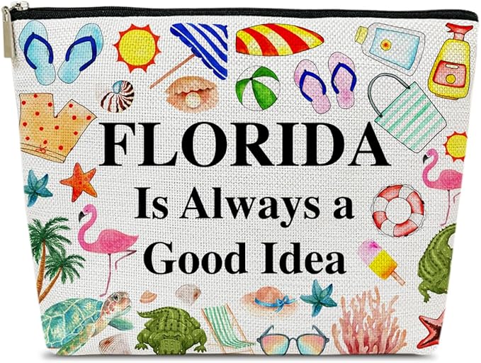 Ythuil Florida Travel Makeup Bag, Florida Girl Gift, Travel Vacation Gift Pouch, Trip Souvenirs, Travelling Lover Cosmetic Bag for Purse
