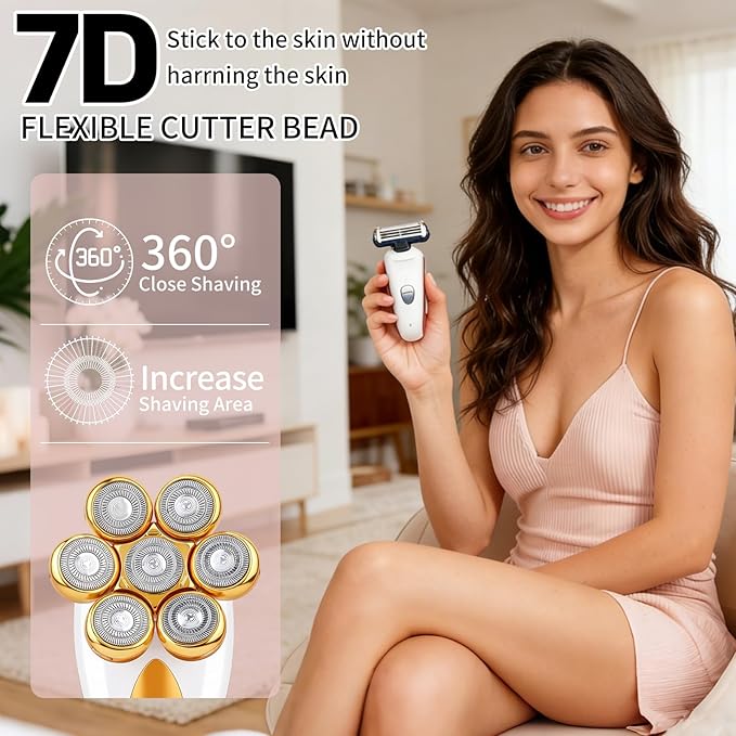 Electric Razors for Women, 7in 1 Painless Rechargeable Dusk Shaver Womens, Women's Shavers Everything, Lady Leg/Bikini/Face Hair Removal Products, Female Wet Dry Shaving Machine