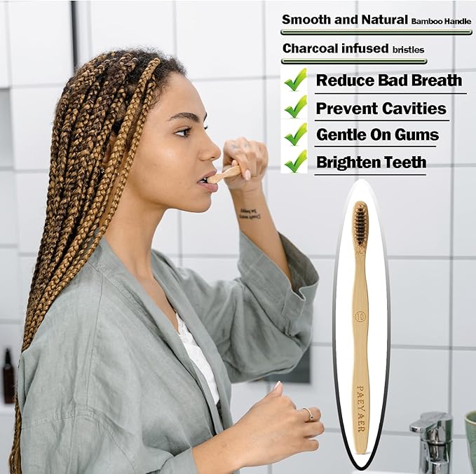 8 Count Biodegradable Bamboo Toothbrushes - Natural Toothbrush Value Pack - Extra Soft Toothbrush for Adults, Good for Sensitive Teeth and Gums