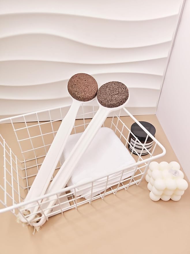 Straight Handle Pumice Stone - Professional Firm Control Foot Scrubber for Stubborn Calluses - Natural Dead Skin Remover & Pedicure File for Feet and Hands - 14“