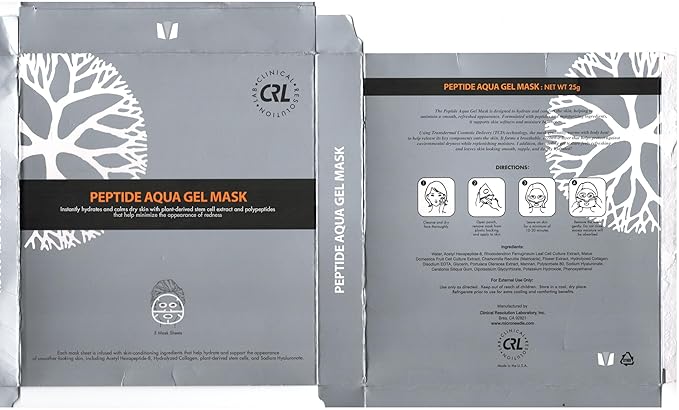 Clinical Resolution CRL Peptide Aqua Gel Mask 5 Pack Instant Hydration, Soothing & Cooling, Helps Comfort Skin After Professional Treatments, for a Refreshed, Healthy-Looking Complexion
