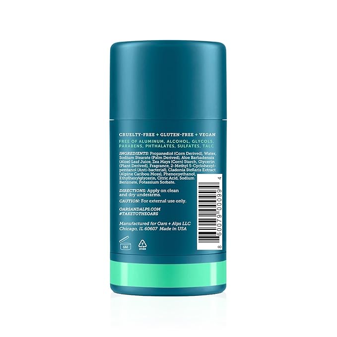 Oars + Alps Deodorant for Men & Women, Aluminum Free Deodorant for Men, Dermatologist Tested, Clean Ingredients, Vegan, Long Lasting, Odor Protection, Eucalyptus Spearmint, 2pk