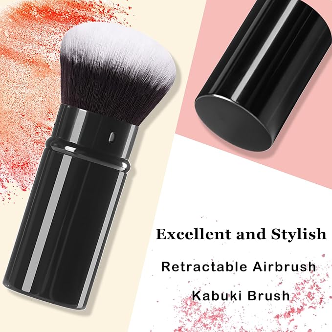 Keriloo Retractable Makeup Brush,Travel Kabuki Powder Makeup Brush Face Blush Brushes for Blending Liquid, Foundation, Blush, Bronzer, Buffing, Sunscreen,Flawless Cosmetics