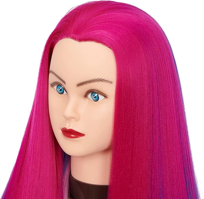 Hairingrid 26"-28" Mannequin Head Hair Styling Training Head Manikin Cosmetology Doll Head Synthetic Fiber Hair and Free Clamp Holder (R71919W0320)
