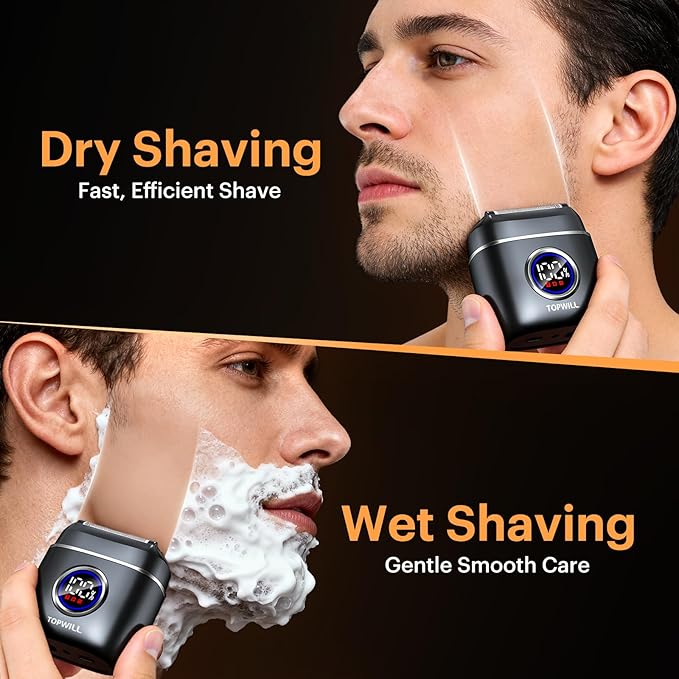 Electric Razor for Travel Men – 5 Blade Portable Foil Shaver with High-Speed Motor for Beard & Mustache Close Shave, Waterproof Wet/Dry Use, Mini Cordless USB-C Rechargeable, Black