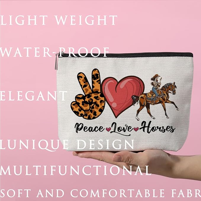 ZHAMEN Horse Gifts for Girls - Makeup Bag | Graduation & Mother's Day Equestrian Gifts for Women & Horse Owners