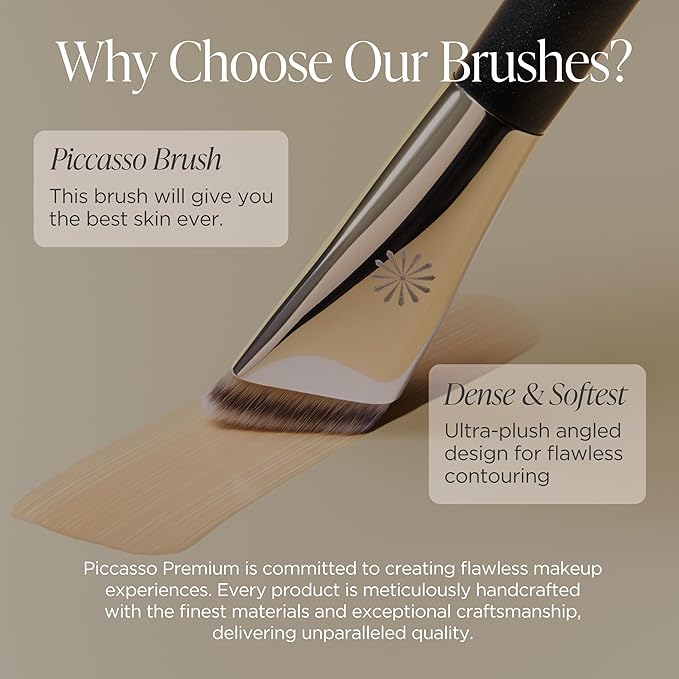 Piccasso Brush 233 Concealer Makeup Brush for Pore Coverage – Precision Tapping Tip for Flawless, Smooth Finish – Synthetic Hair, Wooden Handle