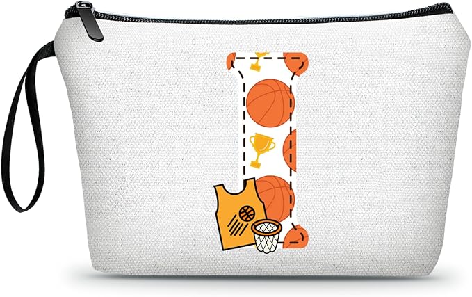 ARIOSEY Basketball Gifts Monogrammed Cosmetic Travel Makeup Bag Basketball Accessories Graduation Birthday Gifts for Girls Coaches Daughters Team Friend Mom Player-I