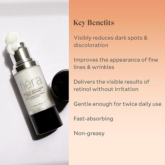 FIÈRA Bakuchiol Rejuvenating Facial Treatment - Retinol-Alternative for Mature Skin - Corrects and Delays Visible Signs of Aging - With Potent Antioxidants - 1 FL. OZ.