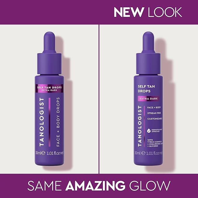 Tanologist Extra Dark Self Tan Drops, Streak-Free Body & Face Tanning Drops, No Fake Tan Smell, For Moisturizer & Lotion, Bronzing Face Tanner, Skincare Ingredients, Vegan, 1.01 fl. oz/30 ml Bottle