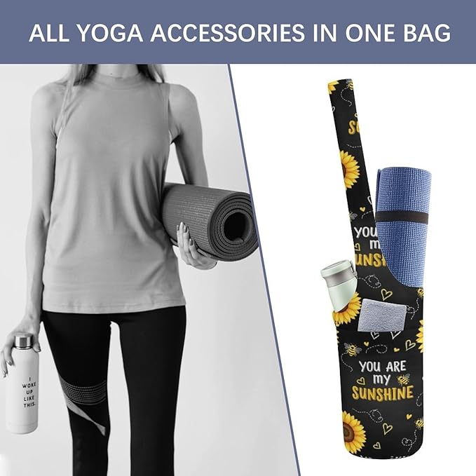 Portable Yoga Mat Carrier Single Shoulder Bag with Pocket Spacious for Yoga Gym Fitness Travel