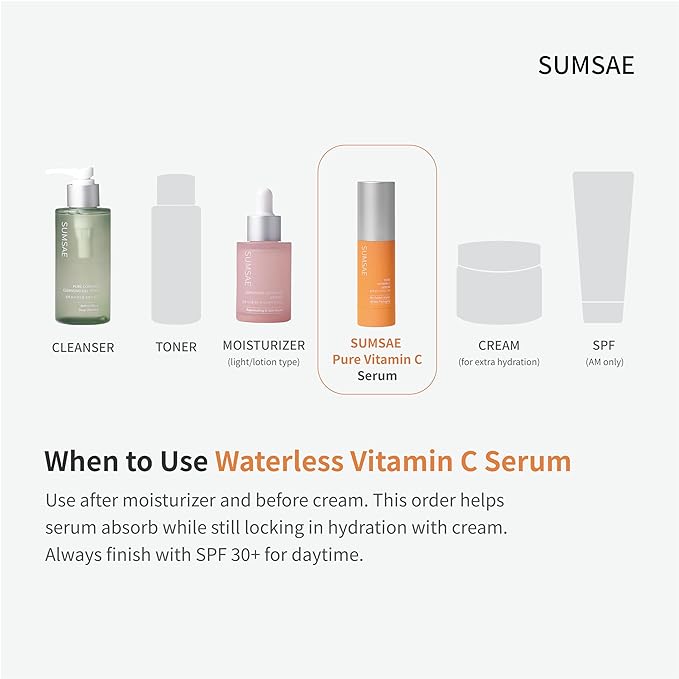 SUMSAE Pure Vitamin C Serum - Best Korean Skincare with Vitamin 10.5%, No Added Water, Special Airless Pump, Brightening and Firming Skin, Improving Uneven and Dull Skin Tone, 30ml/1.01fl.oz.