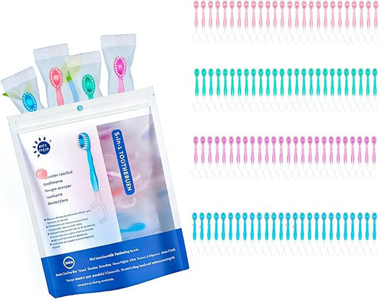 Disposable Travel Toothbrushes with Toothpaste, Individually Wrapped Mini Single Use Toothbrushes, No Water Needed Toothbrushes with Tongue Scraper for Travel, Hotel, Camping (52Packs)