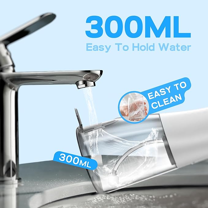 TBPO Water Dental Flosser Cordless, Portable Oral Irrigator with 5 Modes, 300ML Tank, Rechargeable, IPX7 Waterproof, Travel & Home Teeth Cleaner for Braces and Gums