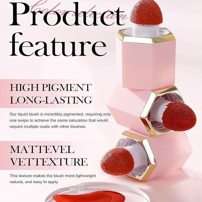 AKARY Soft Cream Blush Makeup, Velvet Mousse Liquid 06 Chocolate