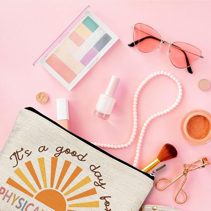 QGFM Makeup Bag for Physical Therapists - Appreciation Gift for Women, Cosmetic & Toiletry Bag for Good Days in Therapy