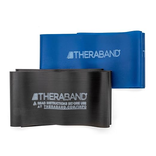 THERABAND Resistance Bands Set, Advanced Kit, Blue, Black, Latex Elastic Bands for Exercise & Physical Therapy, Strength Training for Upper & Lower Body Fitness