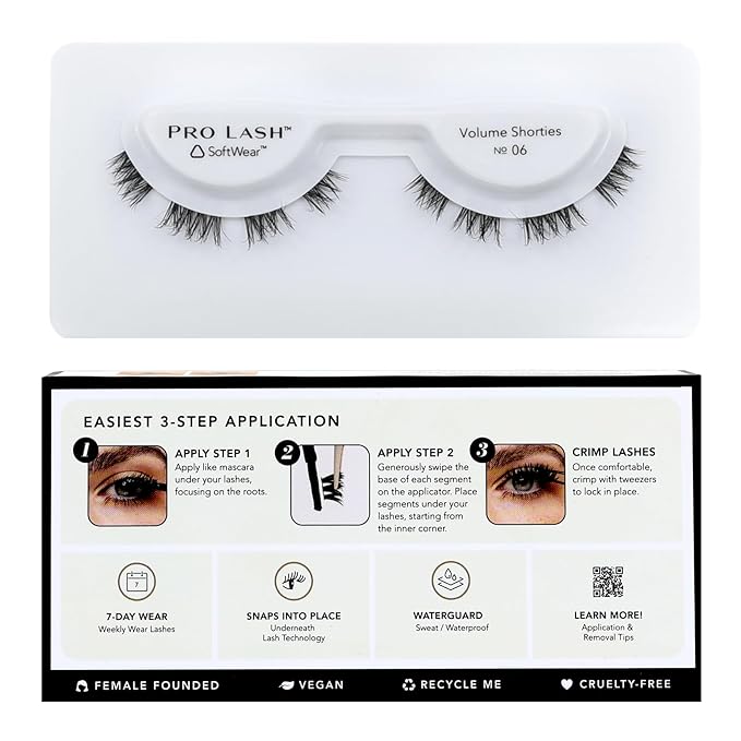 Pro Lash SoftWear Professionally Styled Lash Clusters - Seamless, Lightweight Lashes - 7-Day Cluster Eyelash Extensions - Waterproof Lashes Clusters - Single Set - Volume Shorties No. 06 Black