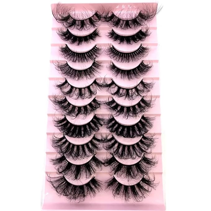 HBZGTLAD Soft Mink Eyelashes 3D Curl Winged End Eye Elongated Fake Lashes Thick Handmade Natural False Eyelash Messy Cross Lash Wholesale (MX-5)