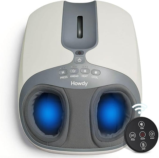 Howdy Shiatsu Foot Massager with Heat and Cold Therapy, 2026 Pro-Grade Pain Relief for Plantar Fasciitis&Neuropathy, 30% Larger Heat Area, Adjustable Intensity, Remote, Fits Size 13, Gift for Her Him
