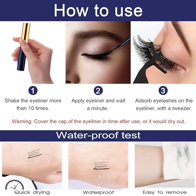 SevenCrown Magnetic Lashes with Eyeliner Kit - 10 Pairs 3D Medium Cat Eye Lashes - Upgraded Magnetic Liner Long Lasting,Natural Look - Reusable Magnetic Eyelashes Kit with Applicator, Easy to Apply