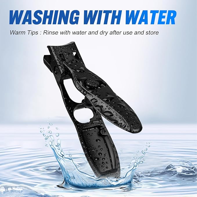 German Nail Clippers, Premium Stainless Steel Wide Jaw Anti Splash Design,Ultra Sharp Heavy Duty Clippers with Ergonomic Lever,Perfect for Men,Women, and Seniors(Black)