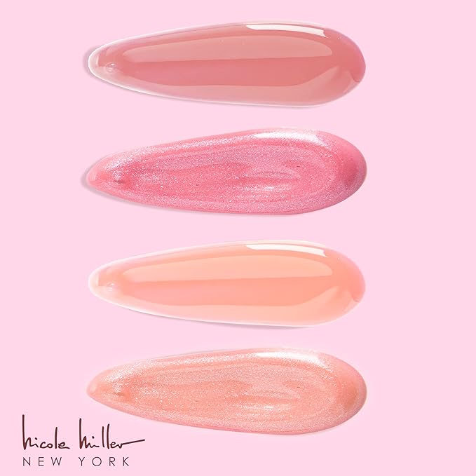 Nicole Miller Lip Gloss Collection Shimmery Glosses for Women and Girls Long Lasting Color Set with Rich Varied Colors, Peach, 10 Count (Pack of 1)