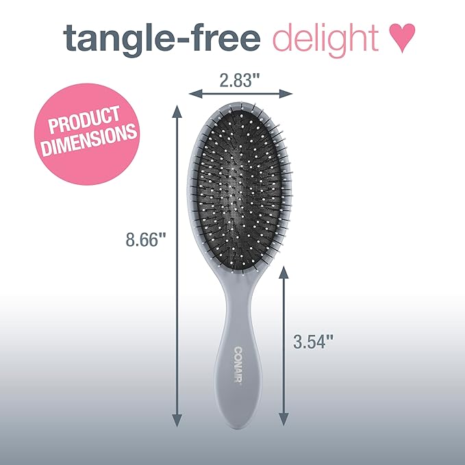 Conair Detangling Hair Brush | Assorted Colors | 3pk, Pack of 8