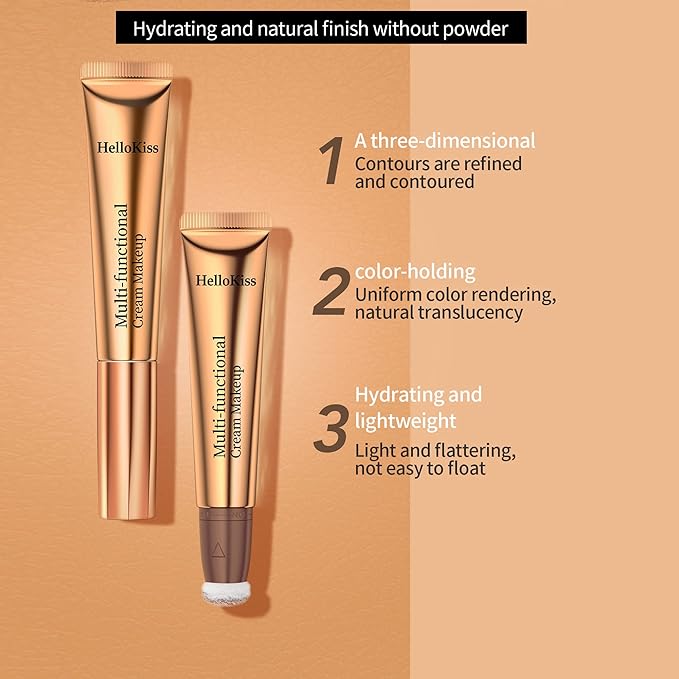 3pcs Contour Beauty Wand, Blush Wand and Liquid +Highlighter Set（#01+#03+#05）